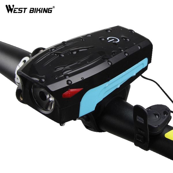 

west biking bicycle front light usb lamp bike 2000mah 5 modes light for bicycle headlight led rechargeable with 130 db speaker