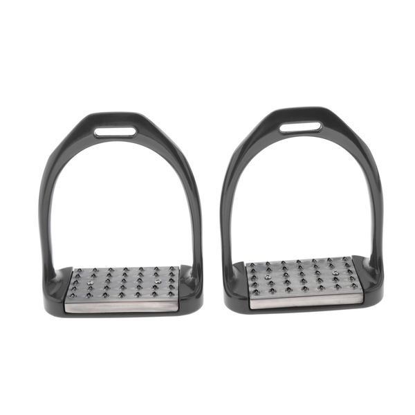 

1 pair stainless steel horse saddle english riding stirrups - double jointed irons and wide base for support