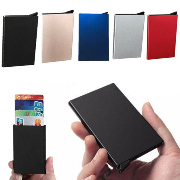 

fashion men aluminum money clip magnet front pocket wallet slim id card case new, Black
