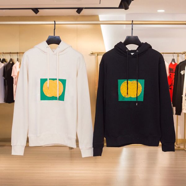

19fw made in italy block hoodies letter logo printed hooded sweatshirt couple casual street outdoor men women hoodies, Black