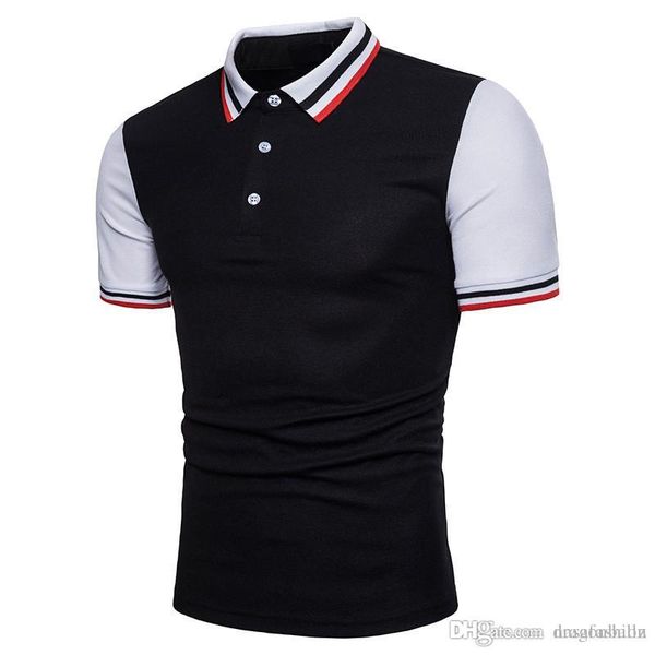 

летние мужские лоскутные поло футболки мода мужской slim fit с коротким рукавом футболки весна мужская дизайнерская повседневная одежда, White;black