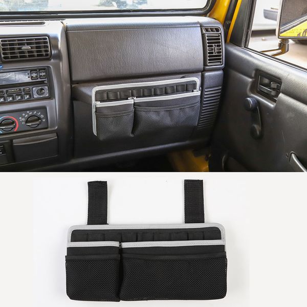 

auto co-pilot center console storage organizer, passenger seat grab handle storage bag phone holder for wrangler cj yj tj l