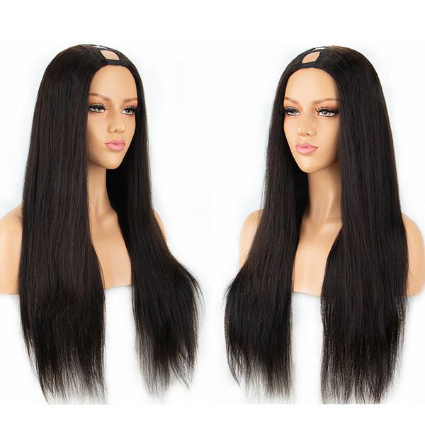 

Парики из натуральных волос U Part Silky Straight 100% Перуанский парик Remy для волос Средняя часть с натуральным цветом 130% 150% Плотность 180%