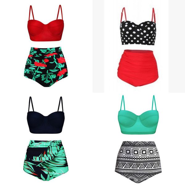 

underwire bikinis set floral print bikini 2020 mujer dot swimsuit women striped bathing suits plus size swimwear s-xxxl-4xl-5xl