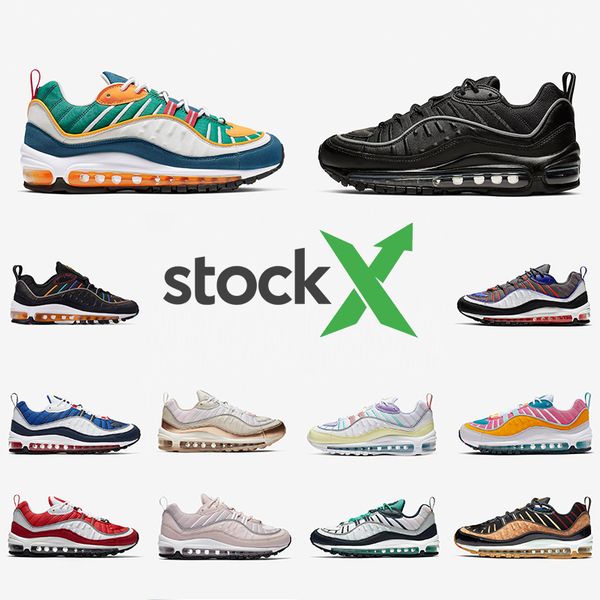 

stock x black off noir reflective 98 mens running shoes gym red rose gundam 98s multicolored team orange men women designer sports sneakers, White;red