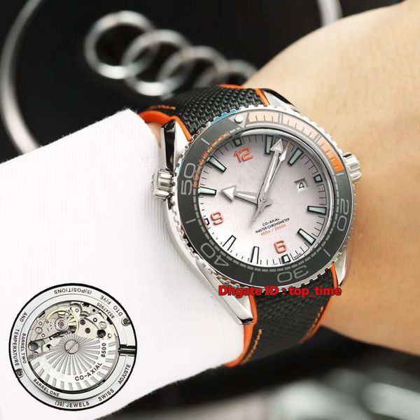 

9 style planet ocean 600m co-axial chronometer automatic mens watch 215.92.44.21.99.001 ceramic bezel gray dial rubber strap gents wathes, Slivery;brown