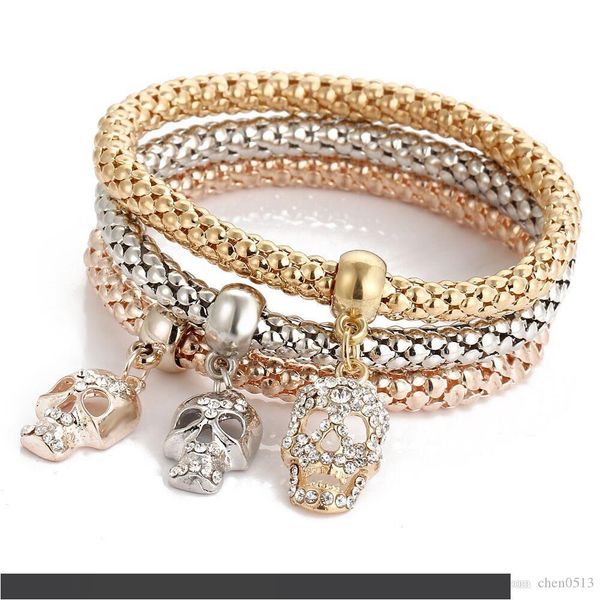 

bj012 hanzhishang сплав трехцветный набор эластичный попкорн кукуруза цепи алмазная инкрустация бабочка кулон браслет женщина, Golden;silver