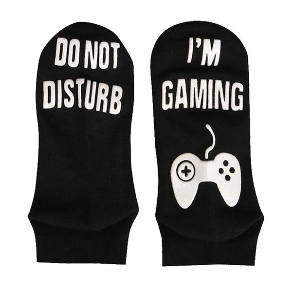 

1 pair cotton ankle socks for game players, Black;white