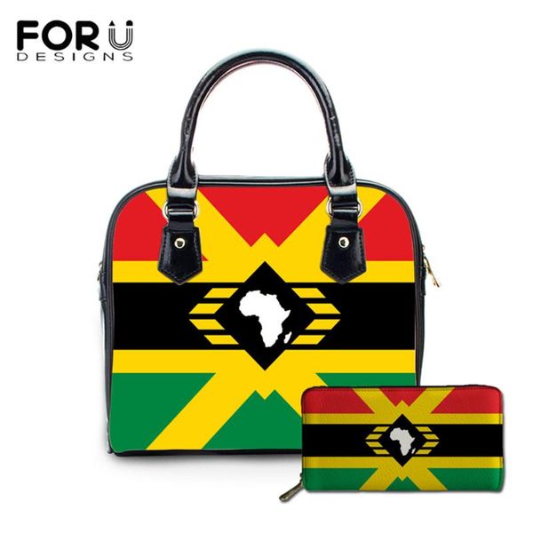 

forudesigns pan-africanism designer pu handle women luxury shoulder handbag ladies afro unia flag beach bag bolsa feminina