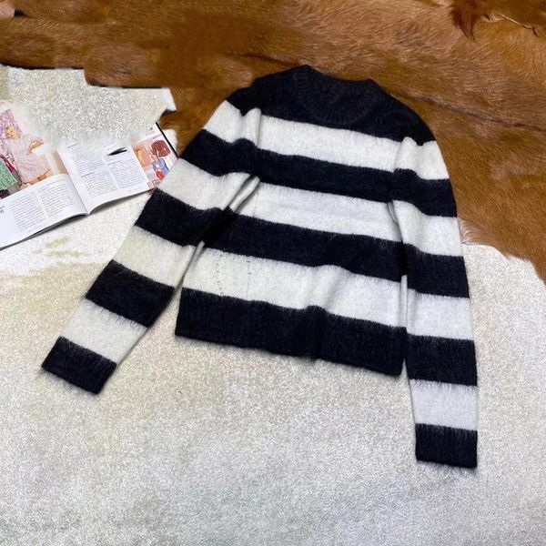 

women sweater autumn winter long sleeve striped pullover knitted sweaters o-neck jumper female, White;black