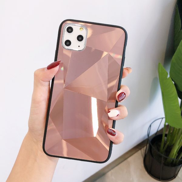

luxury glossy cases for iphone 11 pro max xs max xr x 6 6s 7 8 plus soft acrylic rhombus mirror phone cover