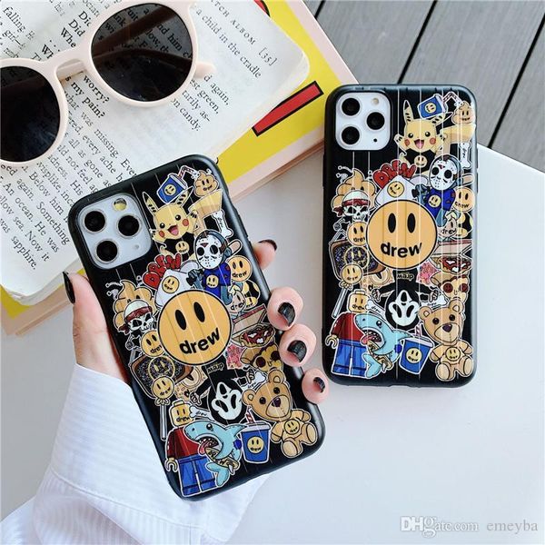 

nice luxury designer drew house soft silicon cover case for iphone 7 7plus 8 8plus x xr xs max 11 pro 3d emboss smiley face phone coque