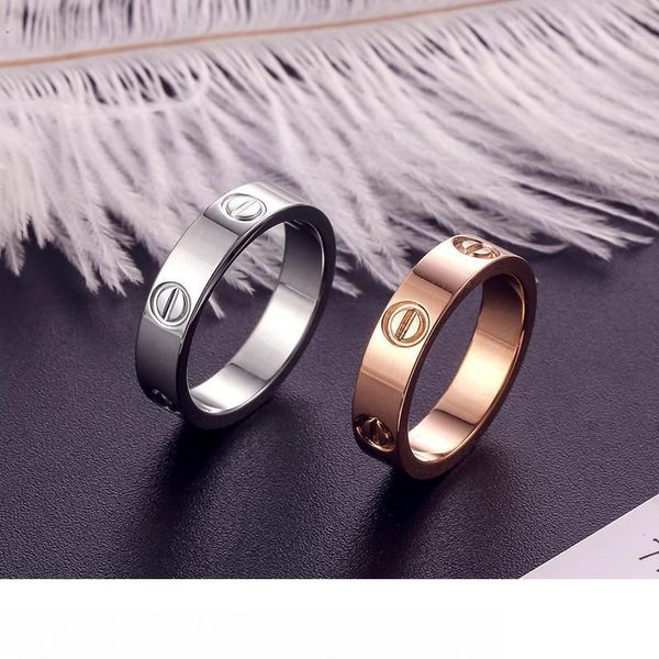 

classic luxury designer jewelry women luxury ring with crystal mens gold rings stainless steel 18k love bracelet screw bangle br, Silver