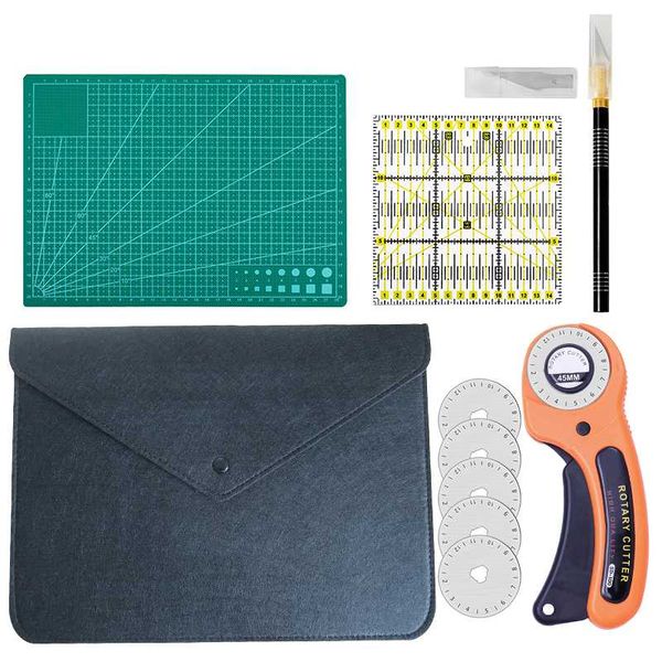 

5pcs sewing kit set clothing sewing tools hand cutting knife set patchwork cloth knife patchwork ruler diy quilting, Black