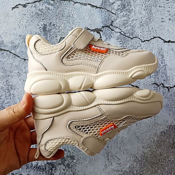 

kids running shoes korean children genuine leather net casual flats sports shoes boys girls fashion kids designer sneakers basketball shoe, Black