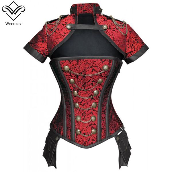 

bustiers & corsets wechery corselet corset steampunk gothic cut out bustier vintage black red floral for women short sleeve costume clot, Black;white