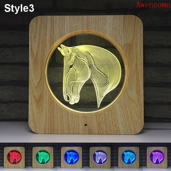 

horse head animal design 3d led abs plastic night light diy customized lamp table lamp kids colors gift home decor p frame