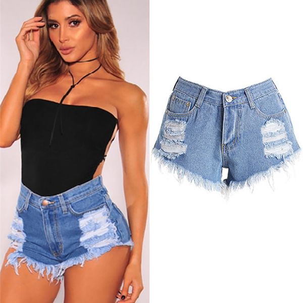 

hole slim leaky nostalgic denim shorts thin wild women new fashion casual high street jeans c1290, White;black