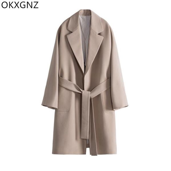 

women's long spring autumn 2018 new loose casual windbreaker belt ocean white show thin temperament trench streetwear okxgnz, Tan;black