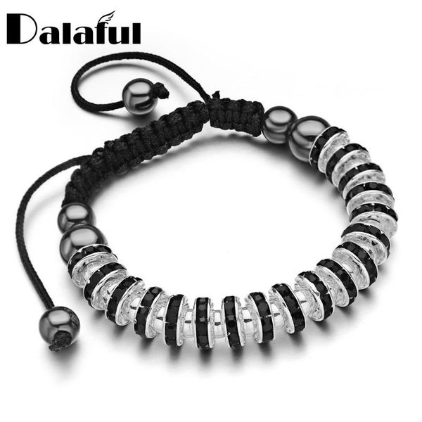 

2020 new style crystal bracelets & bangles black ball beads rope adjustable bracelet for women men jewelry s406, Golden;silver