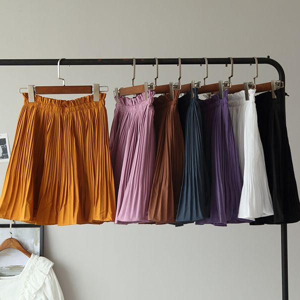 

2020 summer girls pleated skirt high waist skirts women, Black