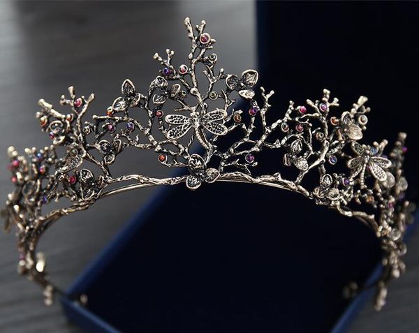 

Vintage Baroque Korean Bridal Crown And Tiaras Beaded Girls Women Proms Evening Brithday Dress Crowns Wedding Crystal Ornaments Headpieces