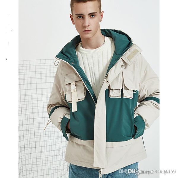 

2020 new men winter jacket casual down jacket down coats mens outdoor fur collar warm feather dress winter coat outwear outer wear jacket, Black