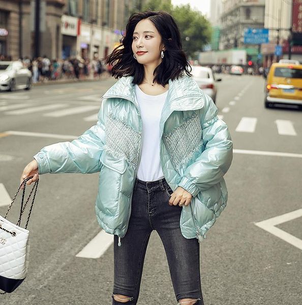 

2019 winter new white duck down jacket female simple wild thick warm fashion new women's down jacket, Black