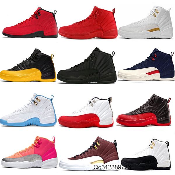 

new 12 12s basketball shoes men winterized wntr gym red white flu game royal ball punch university gold blue shoes size 7-13