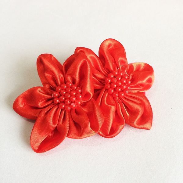 

1 pcs/lot newborn head band hairband for child red ribbon flowers two style hairbands kids children hair accessories, Slivery;white