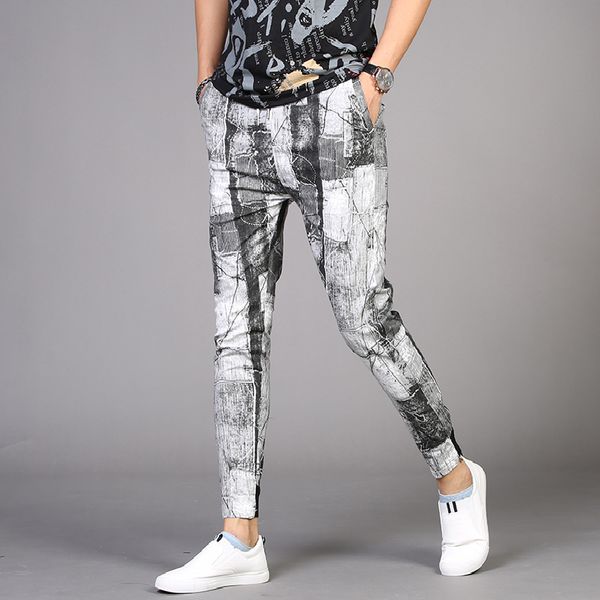 

28-36 2018 new men's clothing hair stylist fashion camouflage casual harem pants plus size singer costumes, Black