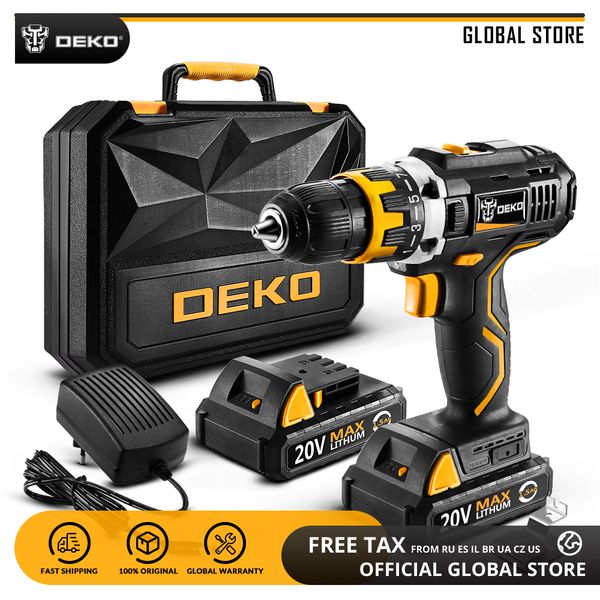 

deko gcd20du2 20v max power tool with lithium battery variable speed electric screwdriver with led light home diy cordless drill