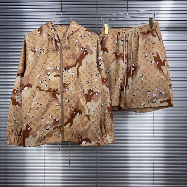 

2020 french spring and autumn latest style camouflage brown shorts long sleeve suit men and women fashion senior casual suit, White