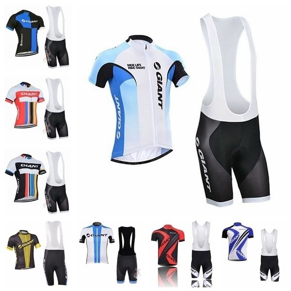 

pro men 2019 giant team cycling short sleeves jersey bib shorts sets quick dry bicycle clothing mens outdoor 52722, Black;red