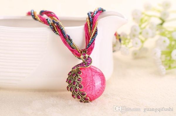

bohemian jewelry ethnic style pendant lady necklace alloy jewelry 17 colors optional pendant necklace, Silver