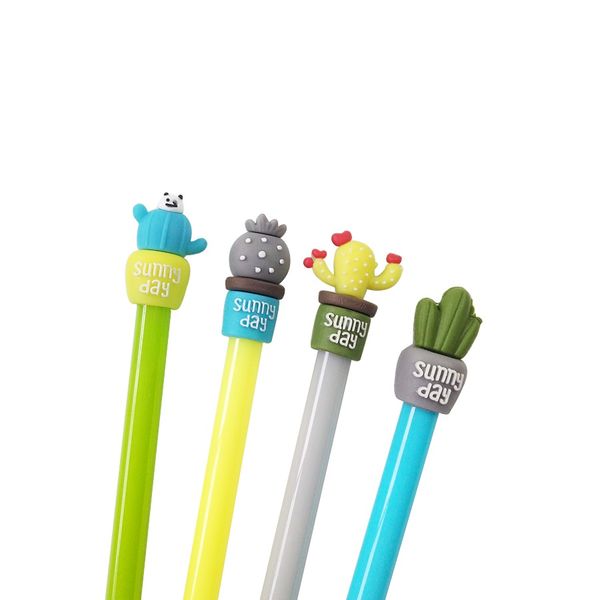 

30 pcs/lot kawaii plastic gel pens lovely cartoon bear pen pineapple cactus black pen for kids writing gift stationery wholesale, Blue;orange