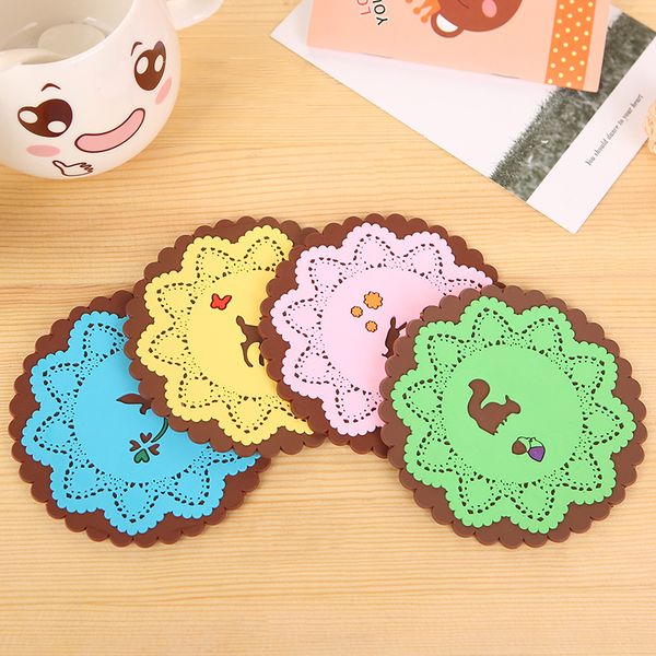 

round lace flower tea cup mats pads drinking mugs insulation placemat coasters