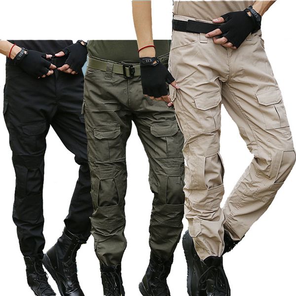 

tactical pants cargo pants men knee pad swat army camouflage clothes field combat trouser woodland, Camo;black