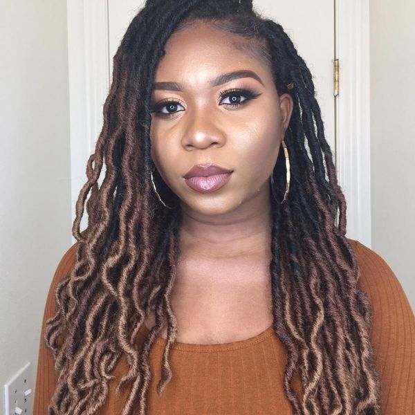 2019 Goddess Faux Locs Crochet Hair Silky Strands 18inch Soft Natural Dreadlocks Kanekalon Synthetic Crochet Braids Hair Extensions From