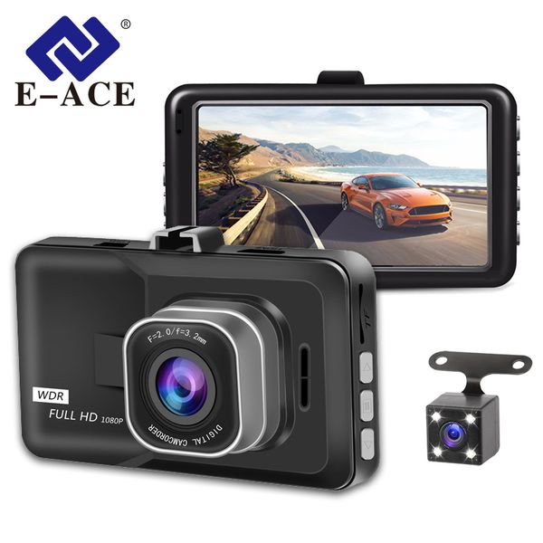 

e-ace mini car dvr camera 3 inch video recorder registrator fhd 1080p dash cam auto camcorder dual lens with rear view camera