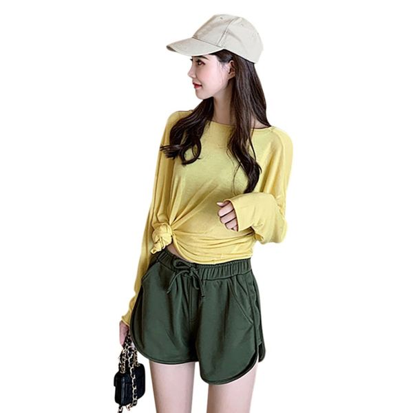 

women korean summer shorts solid color wide leg loose casual high waist shorts, White;black