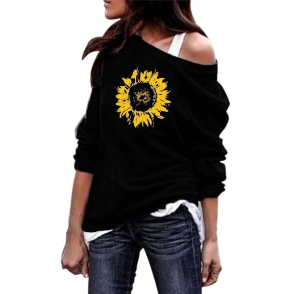 

pullover sweatshirt autumn fashion women sweatshirts round neck long sleeve flower pattern warm sweatshirt female casual coat, Black