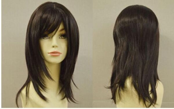 

+ bea utiful long lady's brown hair wigs for women, Black;brown