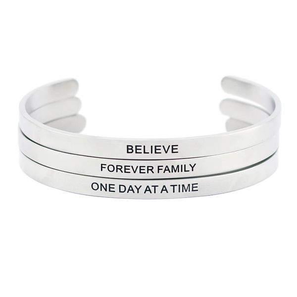 

stainless steel cuff bracelets silver inspirational quote bangle bracelet for man(big size, Black