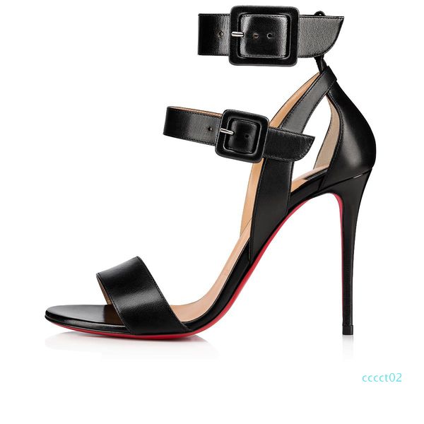 

2019 new fashion brand designer women sandals open toe metal buckle high heels large size wedding shoes 2ct, Black