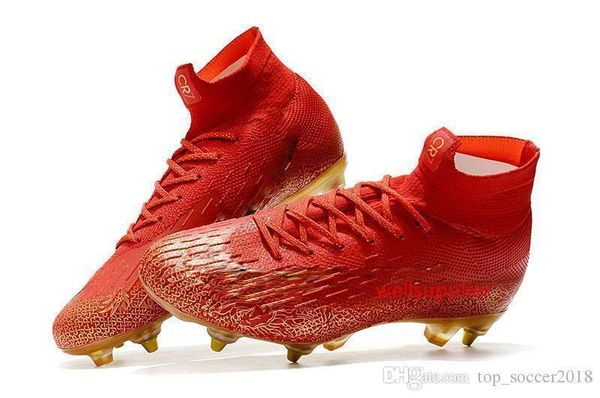 

gold steel red cleats soccer spike mercurial superfly vi elite cr7 sg original mens soccer shoes cristiano ronaldo football boots
