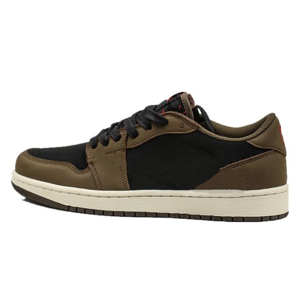 

2019 travis scott 1 low og sp dark mocha cactus jack men running shoes sports sneakers 40-45, White;red