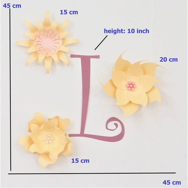 

cardstock yellow fleur diy paper flowers rose letter kit for nursery wall deco baby shower girls room birthday backdrop