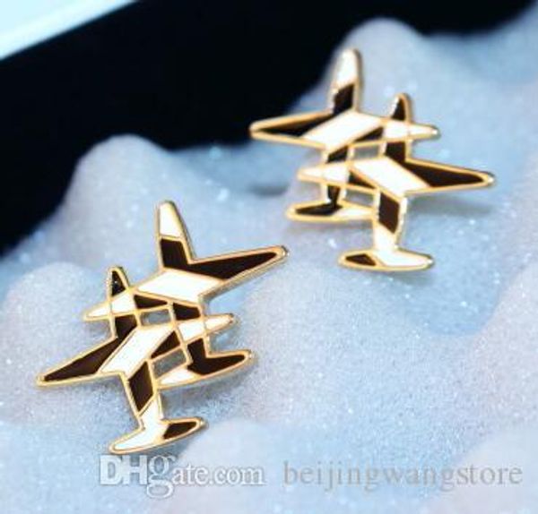 

korean brand stud earrings personality fashion enamel double plane earrings for women party jewelry boucles d'oreilles as gift, Golden;silver