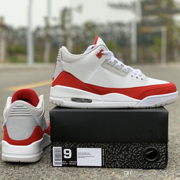 

2019 JTH Tinker Basketball Shoes 3s University Red Changable Patch Fashion Designer Mens Real Leather Sports Trainer Sneakers